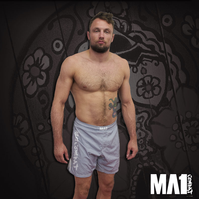 MA1 Combat Basic Grey White MMA Shorts - Craig Jones