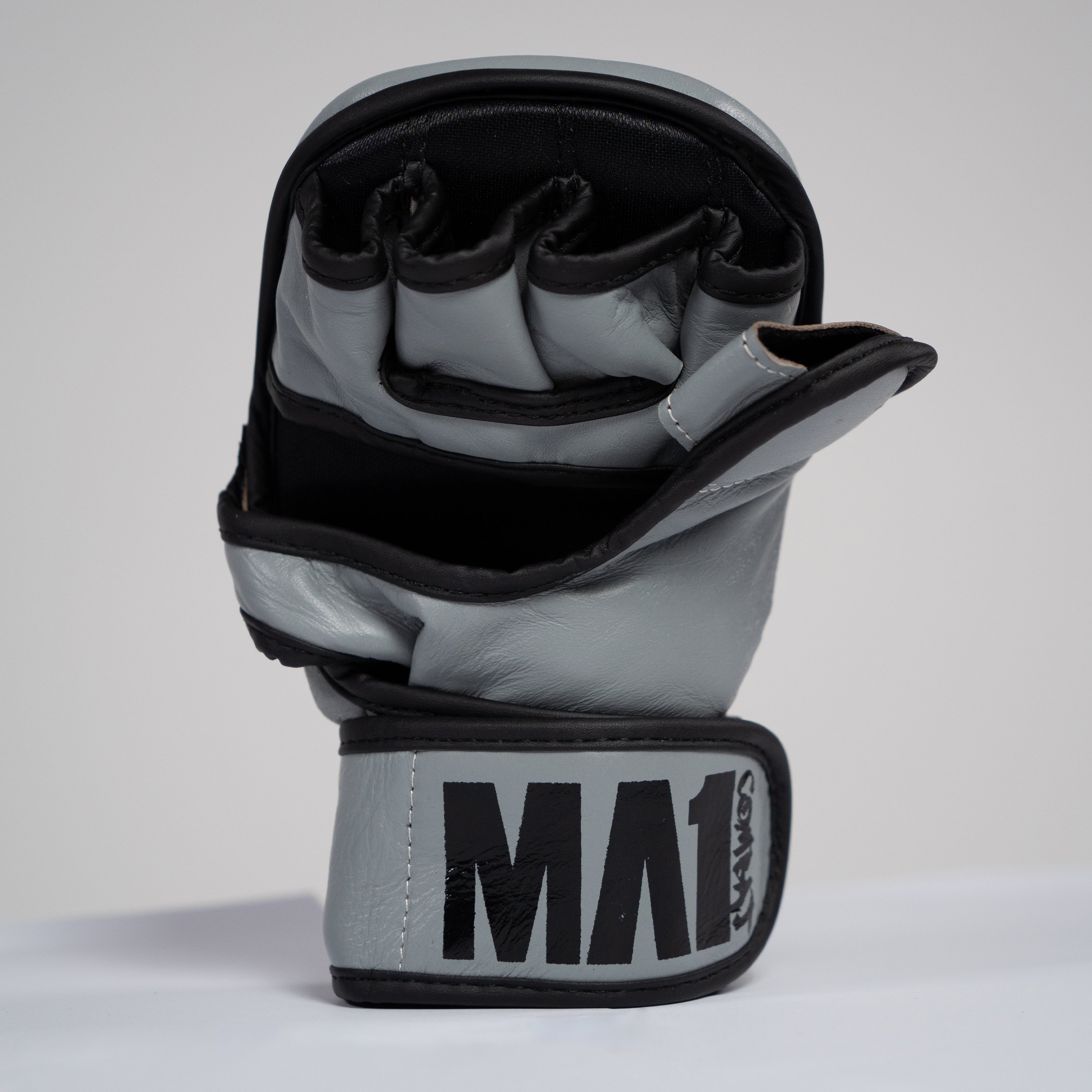 MA1 Grey Elite Leather MMA Sparring Gloves