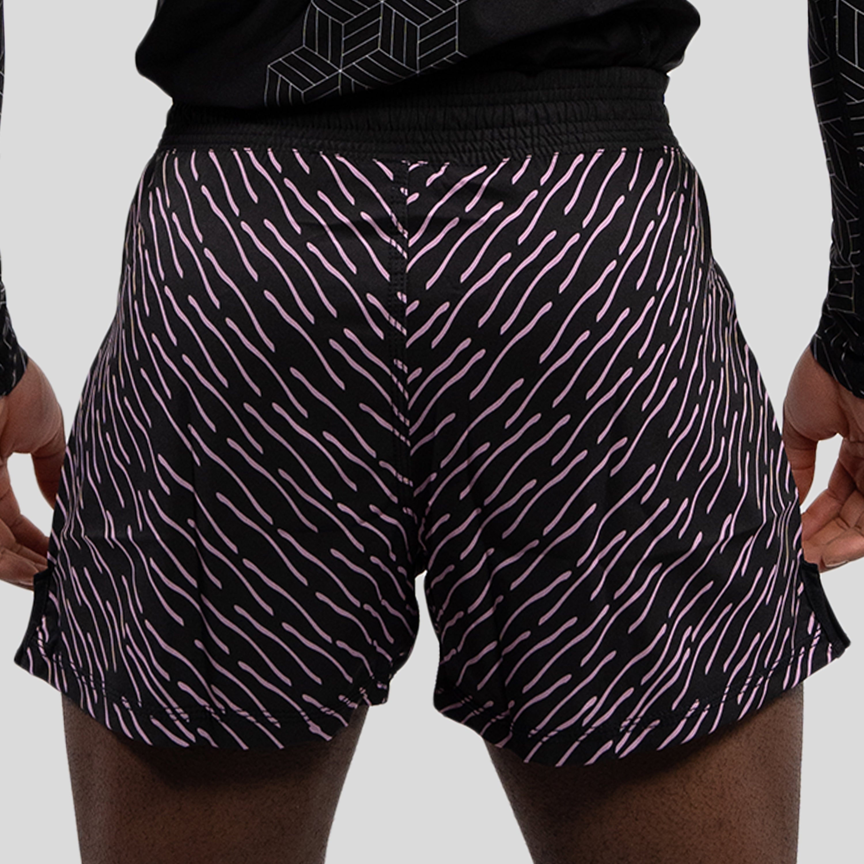 MA1 PINK AND BLACK PATTERNED MMA SHORTS