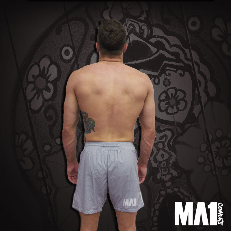 MA1 Combat Basic Grey White MMA Shorts